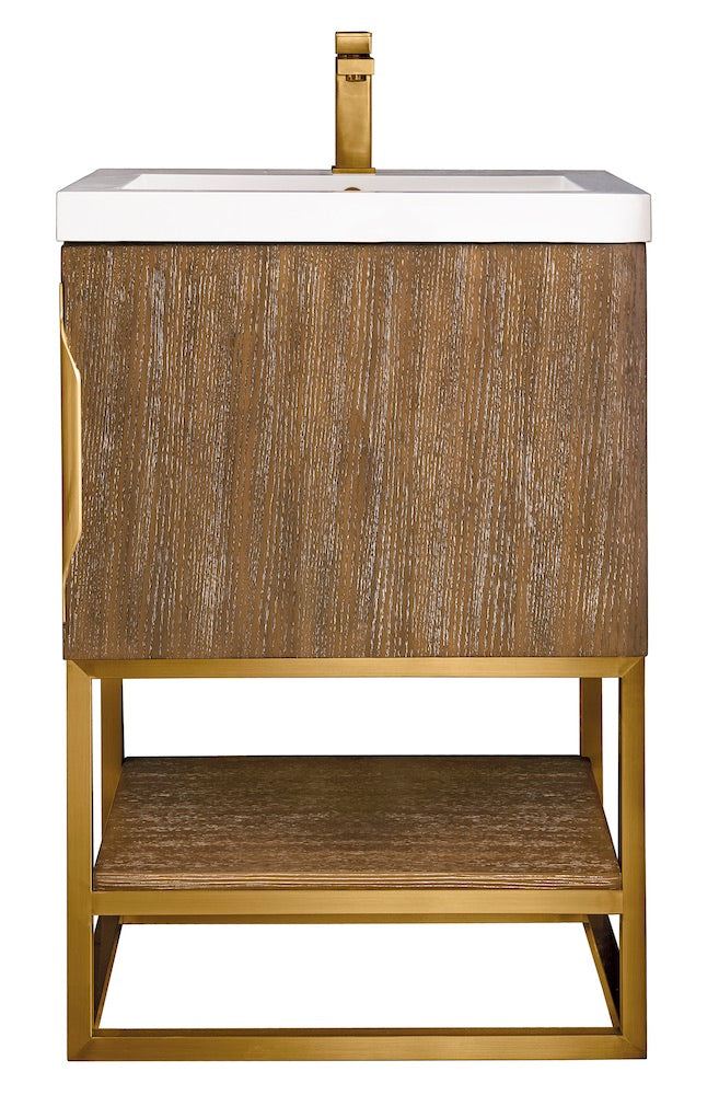 James Martin Columbia 24 Single Vanity Cabinet, Latte Oak, Radiant Gold