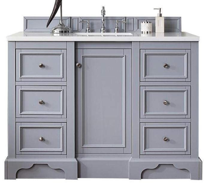 82 de Soto Silver Gray Double Sink Bathroom Vanity with Makeup Counter, Silver Gray