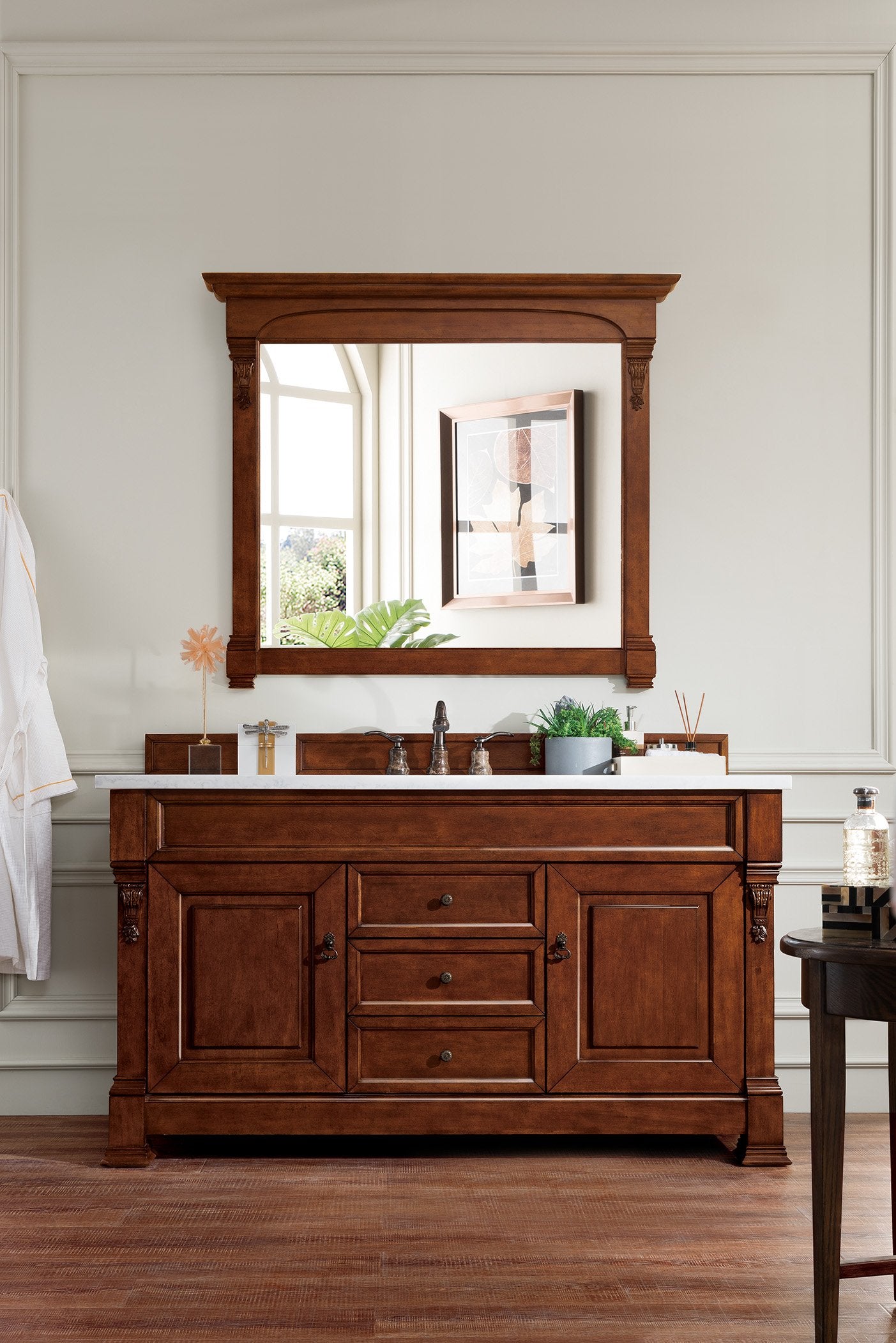 60" Brookfield Warm Cherry Single Bathroom Vanity, James Martin Vanities - vanitiesdepot.com