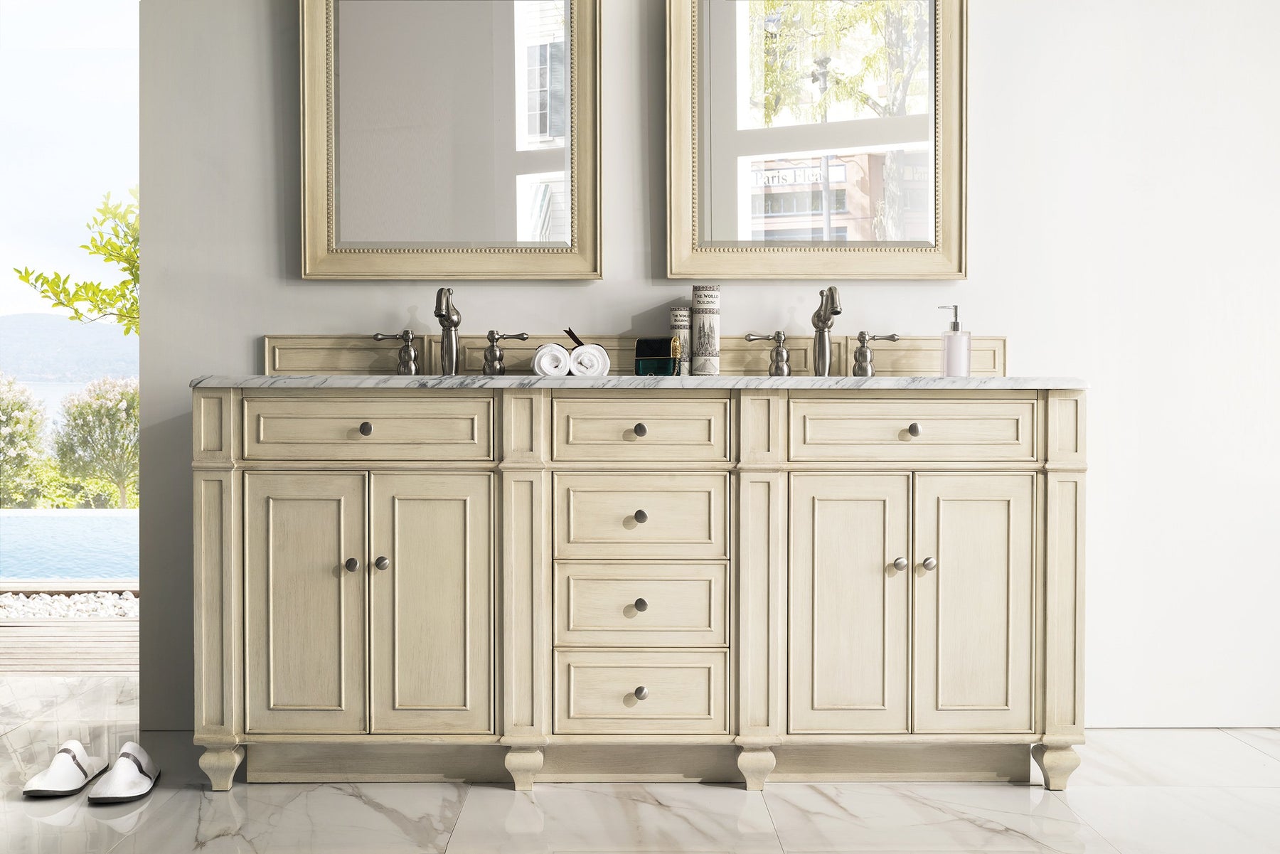 72" Bristol Vintage Vanilla Double Bathroom Vanity, James Martin Vanities - vanitiesdepot.com