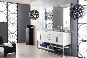 72" Columbia Double Sink Bathroom Vanity, Glossy White