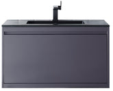 35.4" Milan Single Sink Bathroom Vanity, Modern Grey w/ Black Top