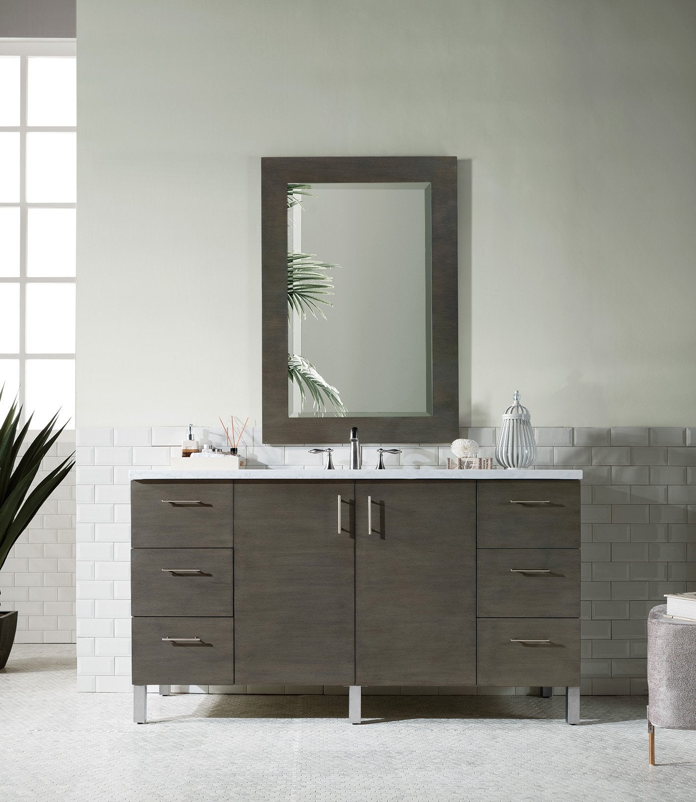 60" Metropolitan Silver Oak Single Sink Bathroom Vanity, James Martin Vanities - vanitiesdepot.com