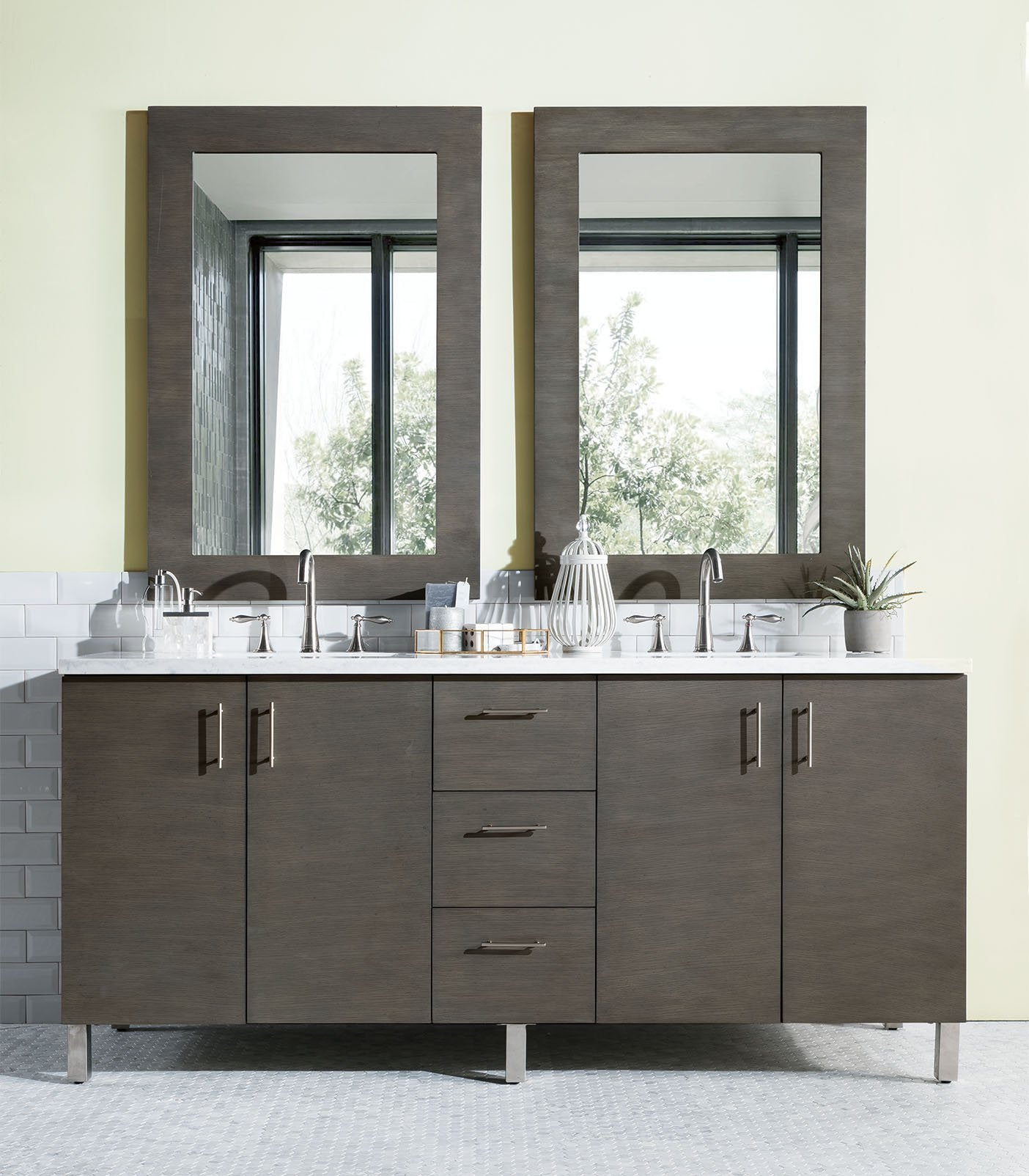 72" Metropolitan Silver Oak Double Sink Bathroom Vanity, James Martin Vanities - vanitiesdepot.com