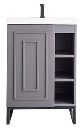 24" Alicante Single Sink Bathroom Vanity, Grey Smoke, Matte Black w/ Countertop