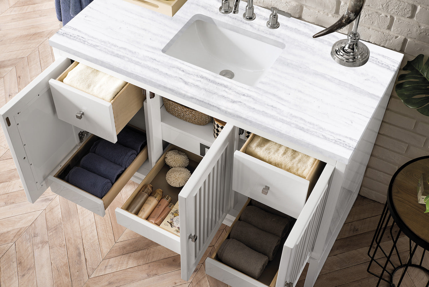 48" Athens Single Sink Bathroom Vanity, Glossy White